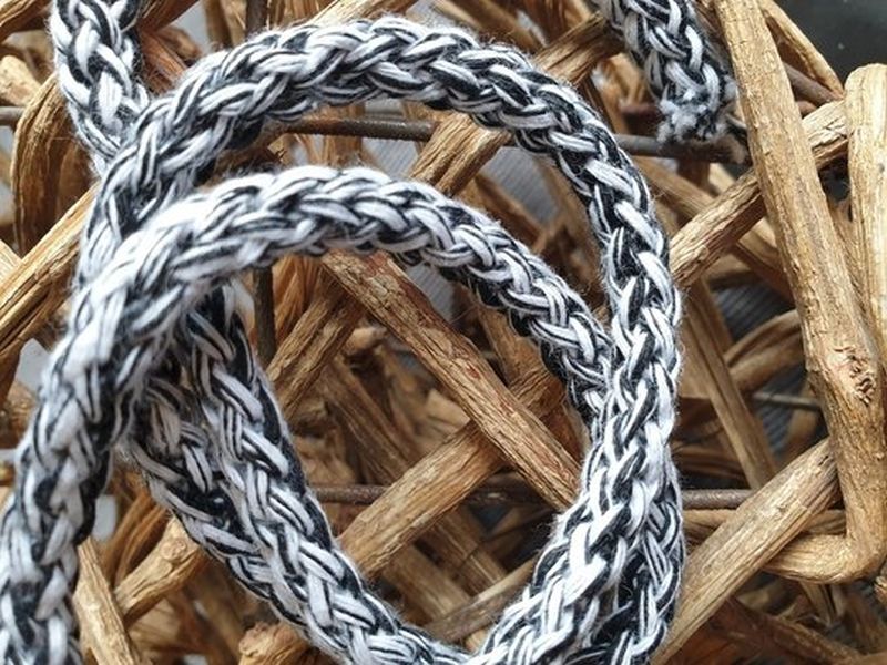 Baumwoll Kordel 6mm melliert schwarz