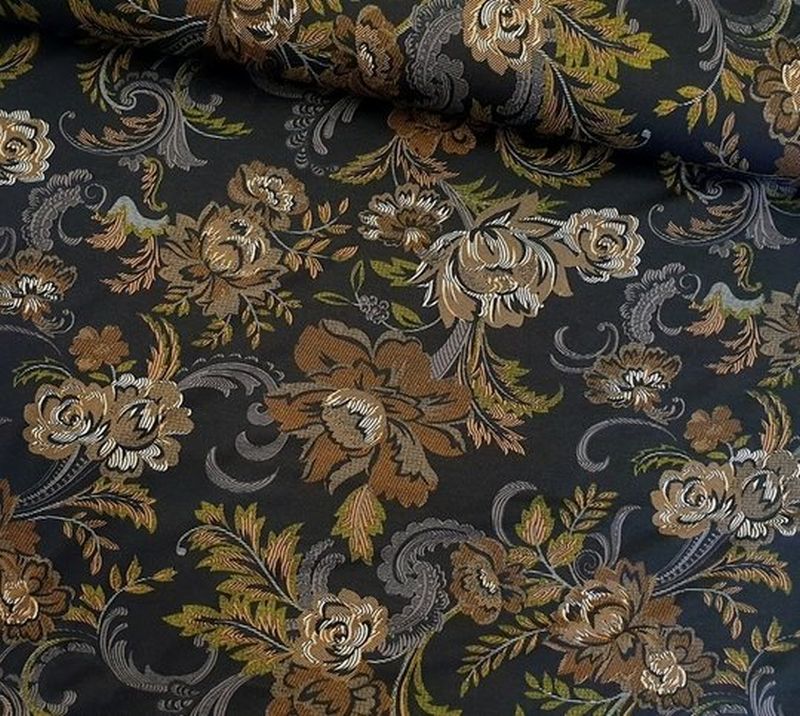 Viskose Jersey Blumen black/ocre