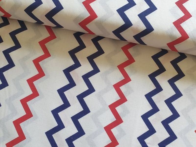 Baumwolle Chevron weiß/blau/rot