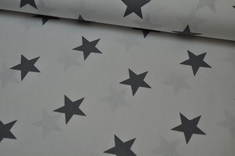 Baumwolle Stars by Poppy weiß/grau