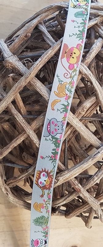 Webband Dschungeltiere Grau