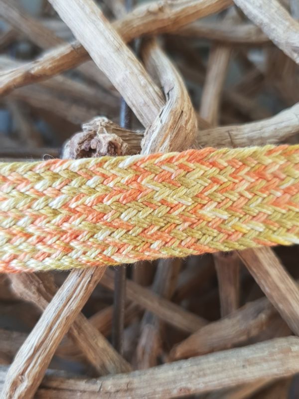 Baumwoll Kordel flach zitrus/orange/grün 18mm