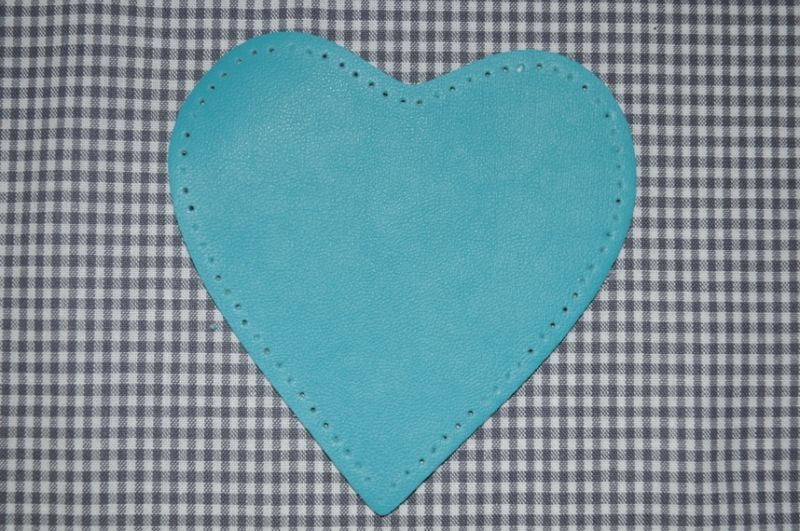 2 Leder (imitat) applikationen *herz* türkis