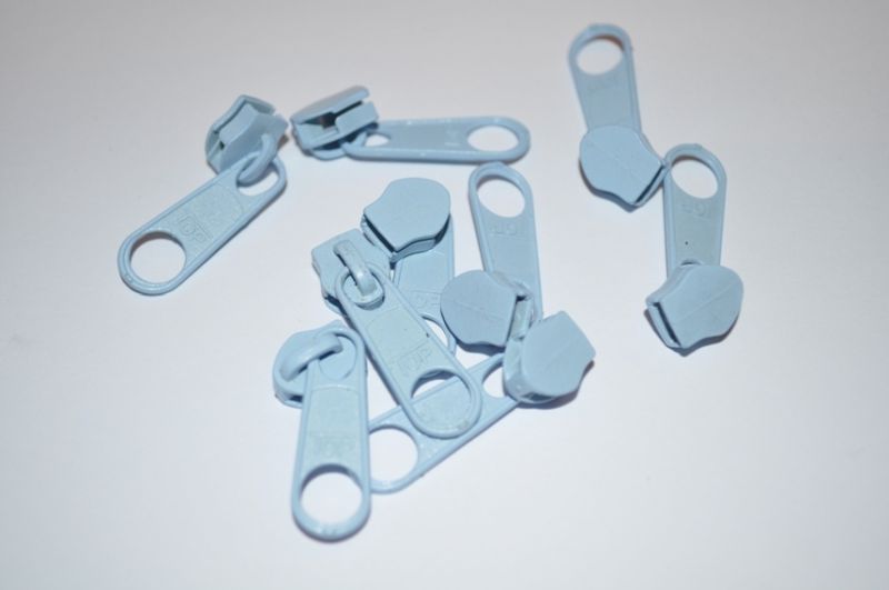 Schieber/Zipper 5 mm Reißverschluss hellblau