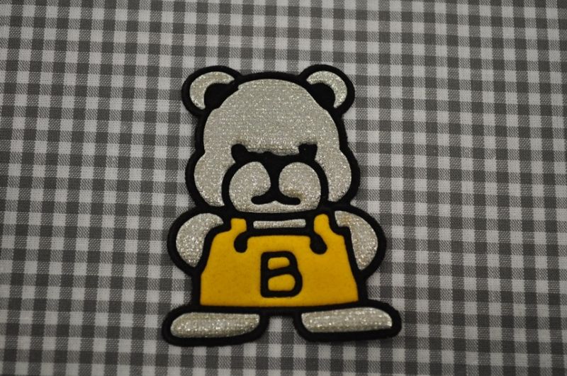 applikation bügelbild glitzer bär gelb