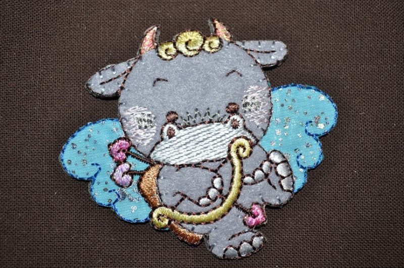 Applikation Bügelbild Engel Kuh