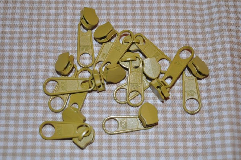 Schieber/Zipper 5 mm Reißverschluss senf