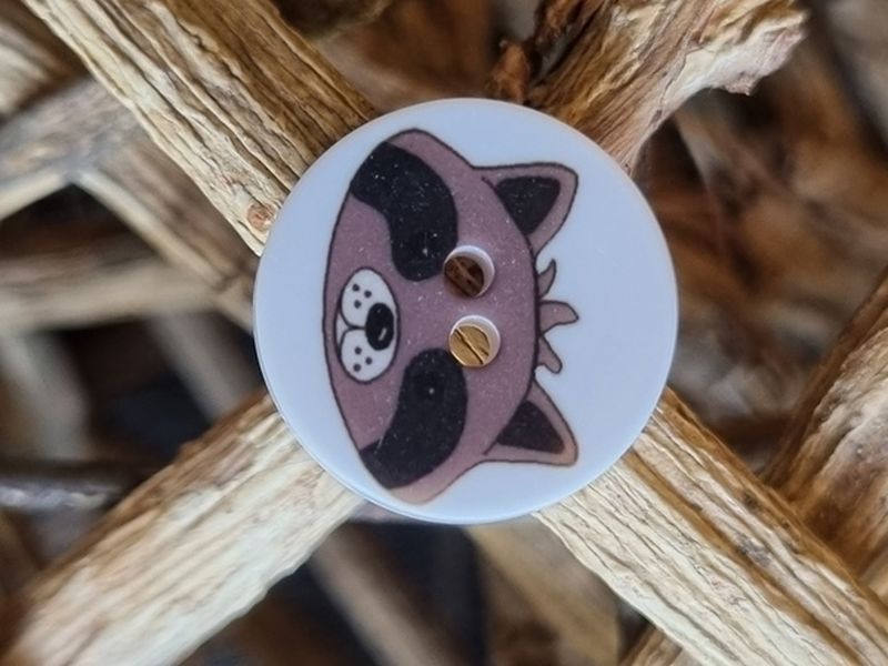 Kinderknopf Waschbär weiß