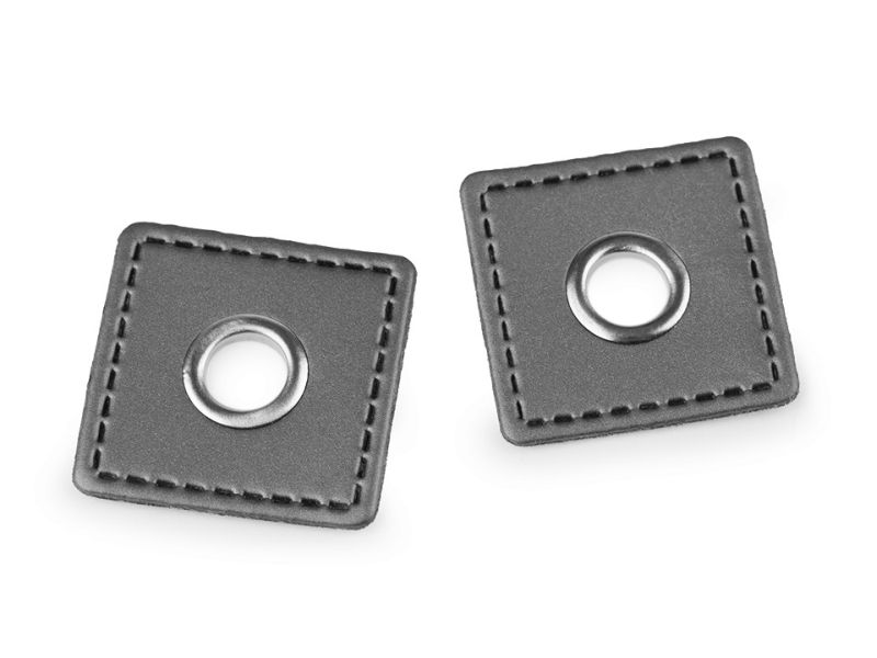Öse auf Kunstleder 8mm grau/silber