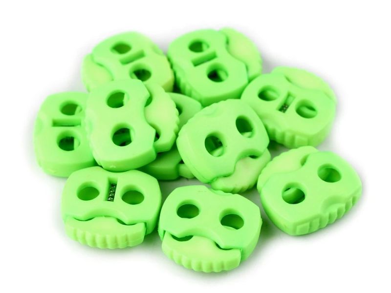 Kordelstopper 2 Löcher 20x20mm Giftgrün