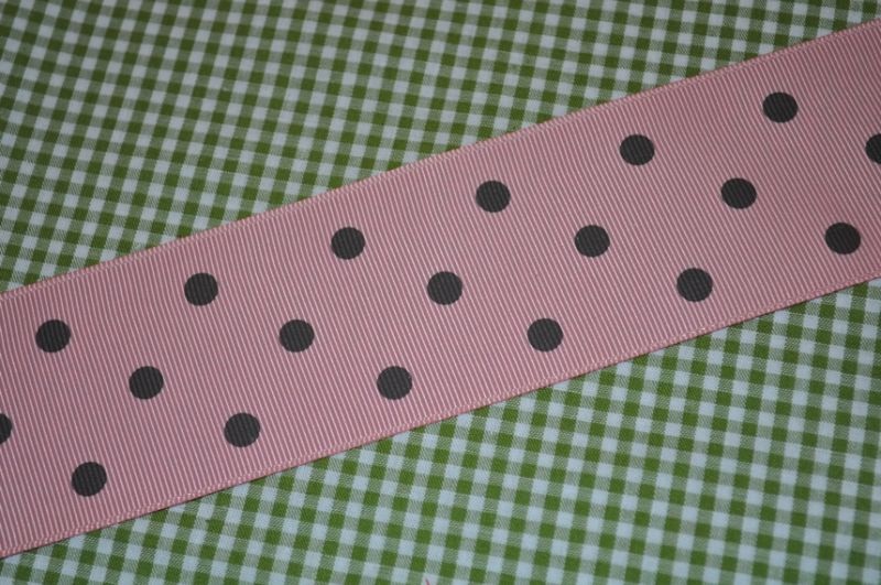 Ripsband Dots rosa/braun 50mm