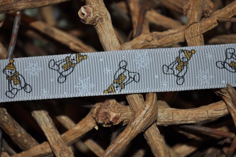 Ripsband *winterbär* grau