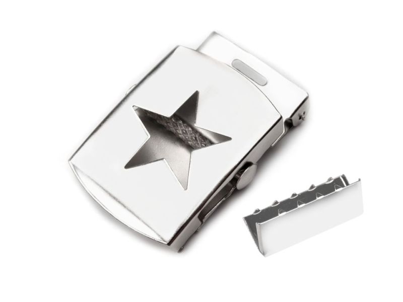 Gürtelschnalle Stern mit Endstück 30mm silber