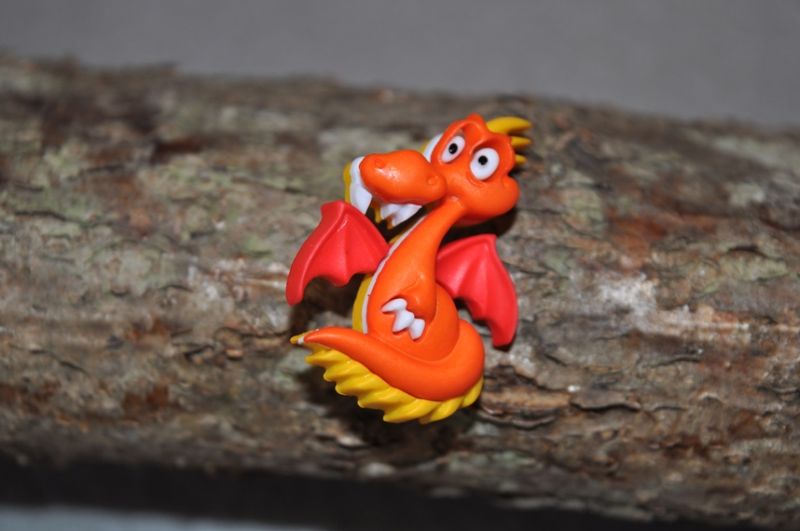 Knopf Öse Polyester Drachen orange