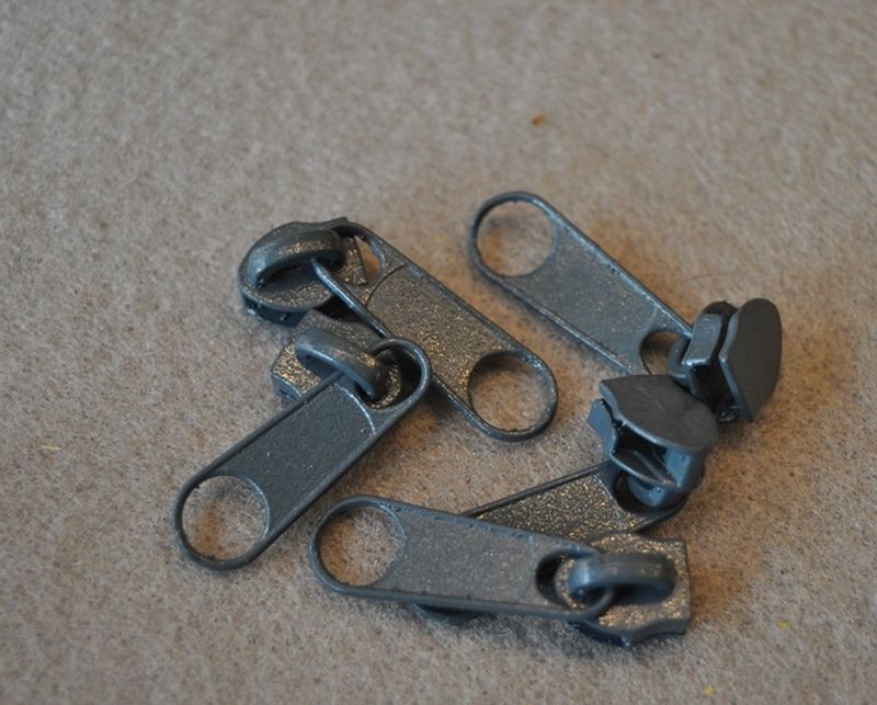 Schieber/Zipper 5 mm Reißverschluss grau/blau