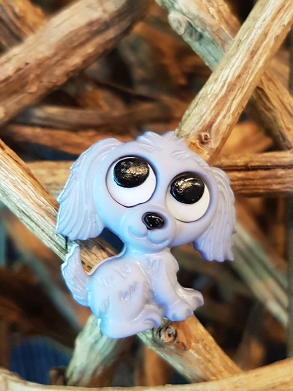 Knopf Öse Polyester Hund hellgrau