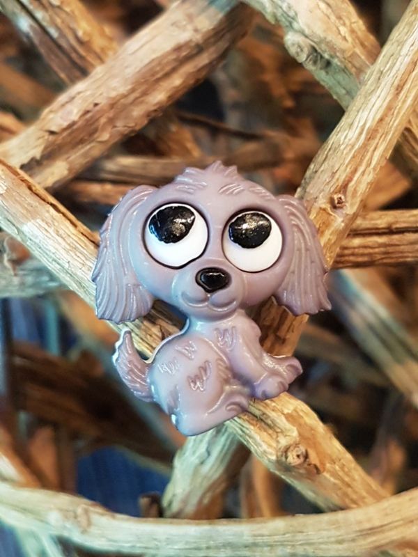 Knopf Öse Polyester Hund grau