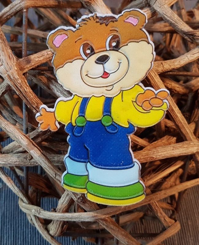 Applikation/Bügelbild Bär Hose blau 3D