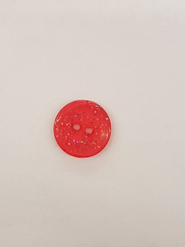 Knopf 15mm 2-Loch Polyester Glitzer rot