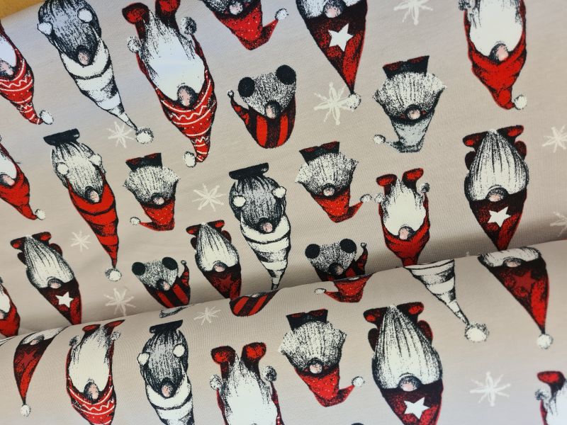 French Terry Weihnachten Zwerge Sand