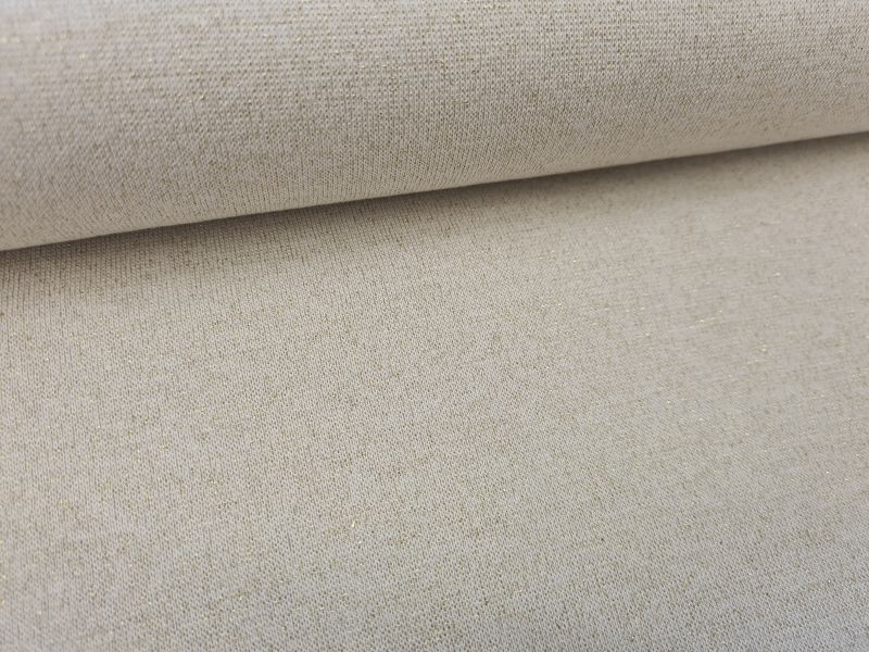 Bündchen Ecru mit Glitzer Gold