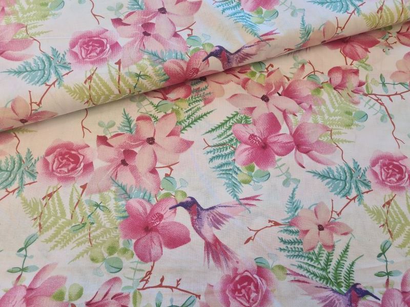 Baumwolle Leinenlook Kolibri