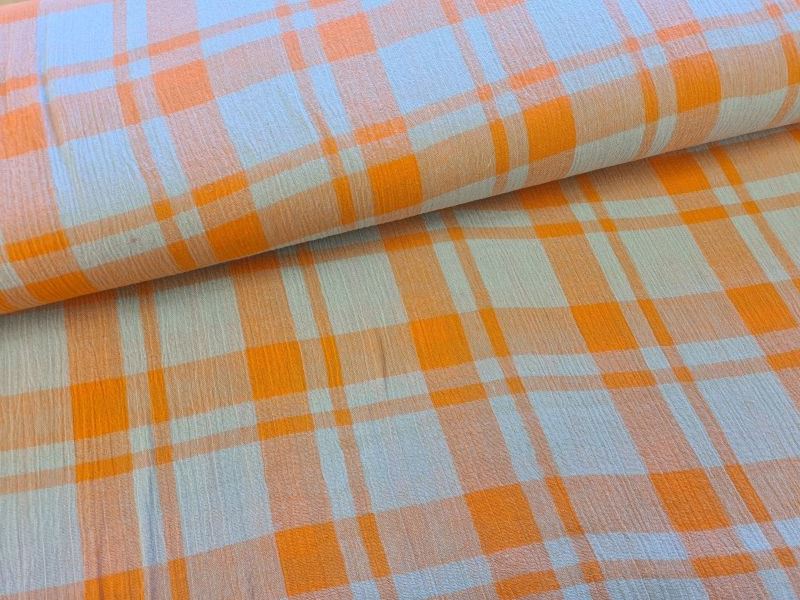 Viskose Singel Gauze Karo Orange