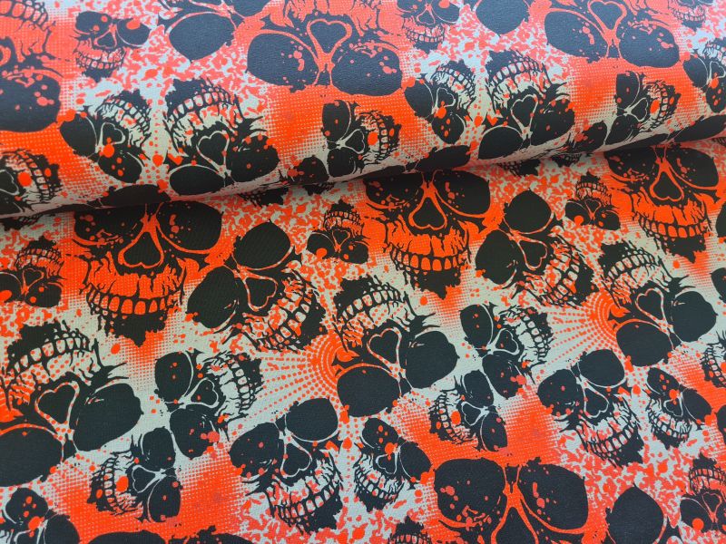 French Terry Sweat Swafing "Montreal" Totenköpfe Rot