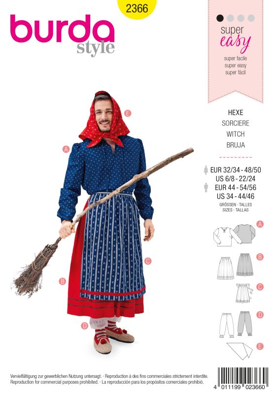 Schnittmuster Hexe Burda 2366