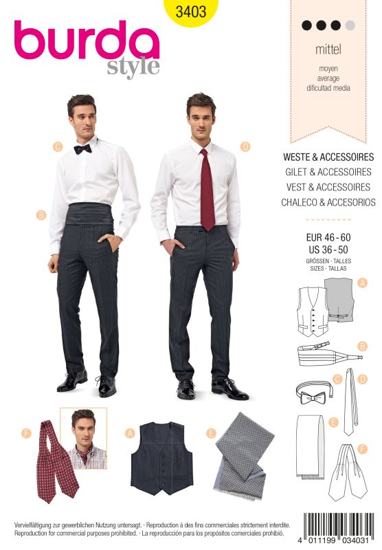 Schnittmuster Weste / Accessoires Burda 3403