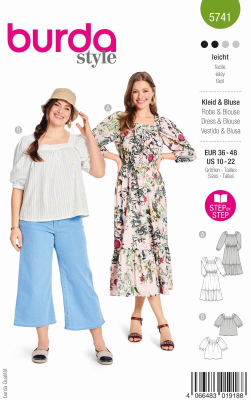 Schnittmuster bluse & kleid Burda 5741