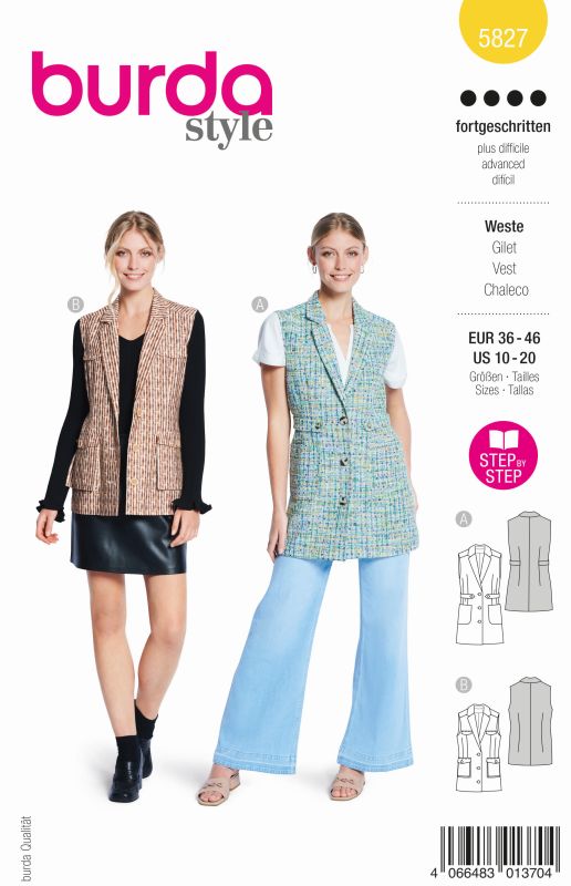 Schnittmuster Weste Burda 5827