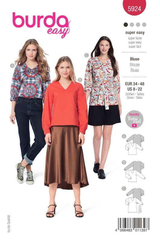 Schnittmuster Bluse Burda 5924