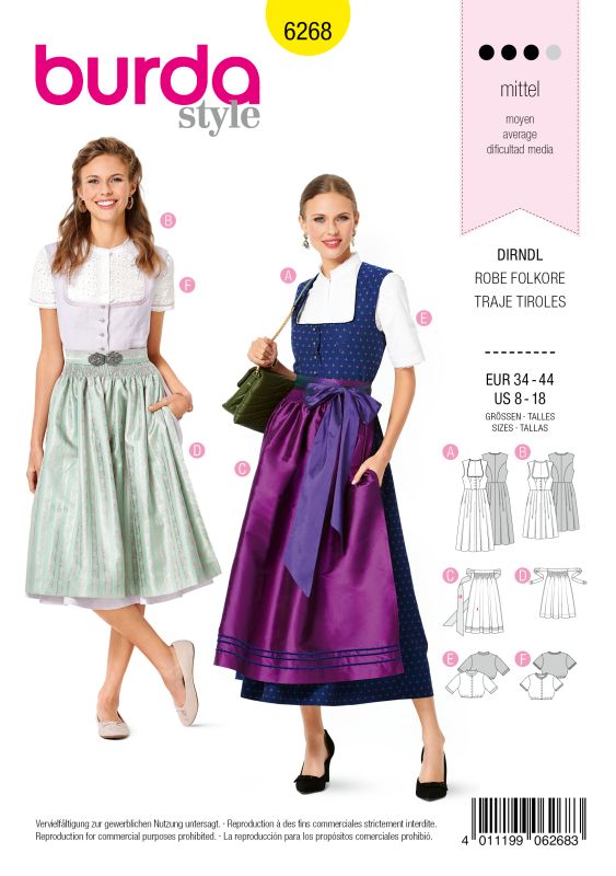 Schnittmuster Dirndlkleid Burda 6268