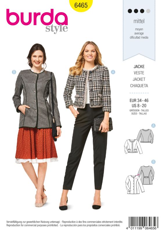 Schnittmuster Jacke Burda 6465