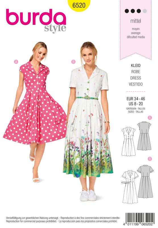 Schnittmuster Kleid Burda 6520