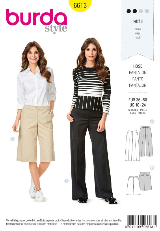 Schnittmuster Hose Burda 6613