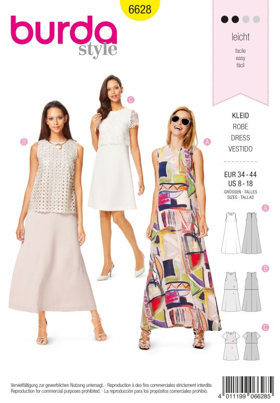 Schnittmuster Kleid Burda 6628
