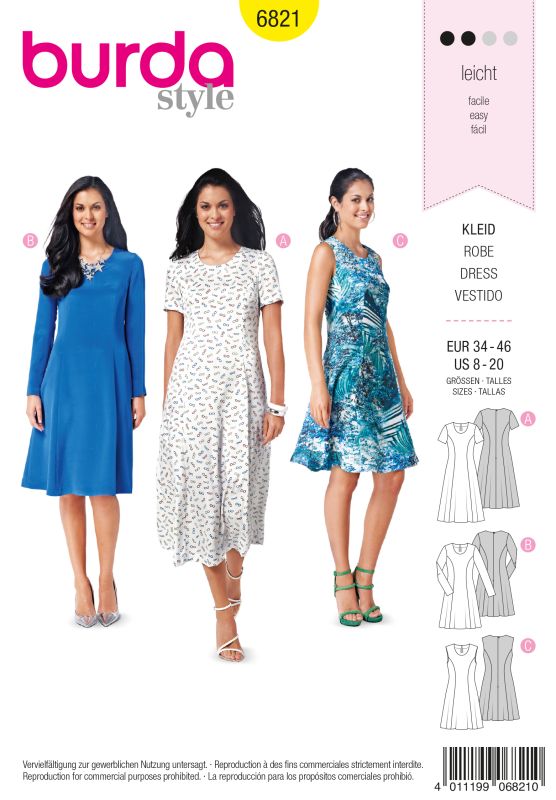 Schnittmuster Kleid Burda 6821
