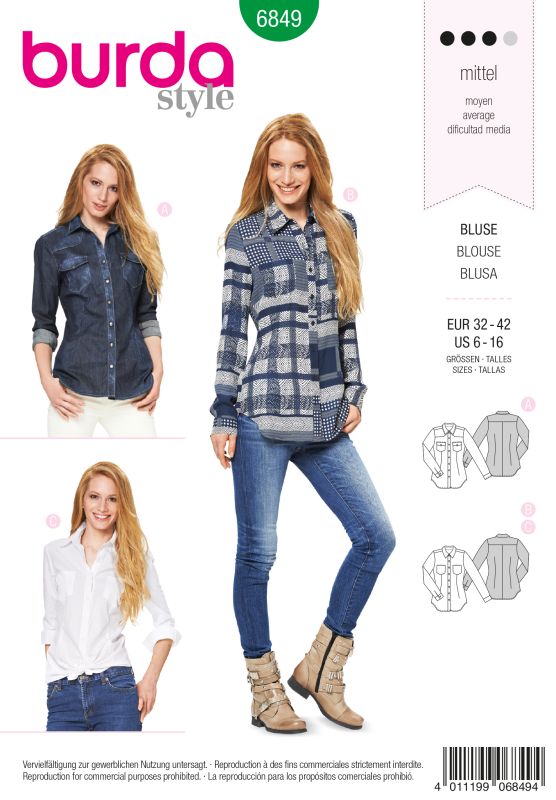 Schnittmuster Bluse Burda 6849