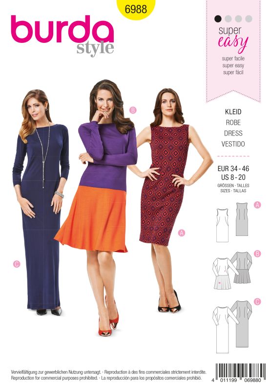 Schnittmuster Kleid Burda 6988