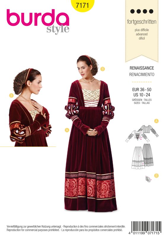 Schnittmuster Renaissancekleid Burda 7171