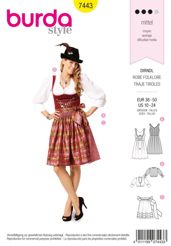 Schnittmuster Dirndl Burda 7443