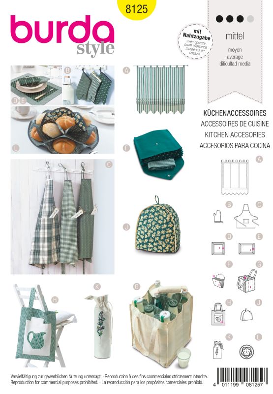 Schnittmuster Küchendekoration Burda 8125