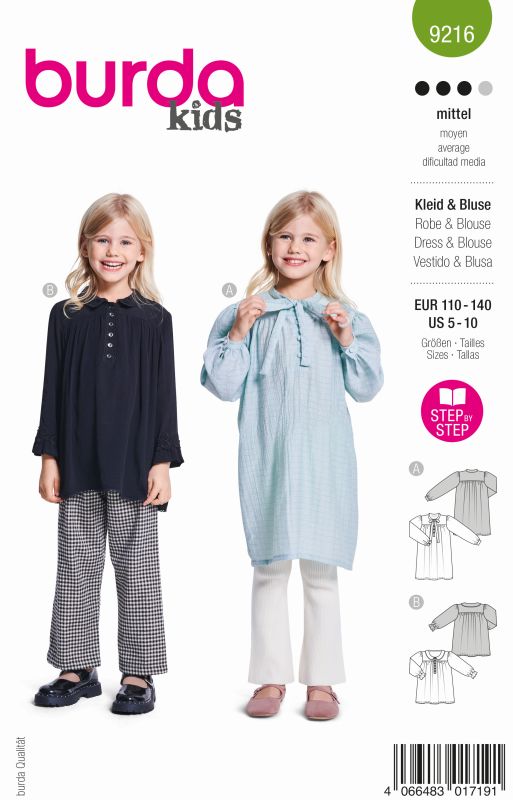 Schnittmuster Kleid & Bluse Burda 9216