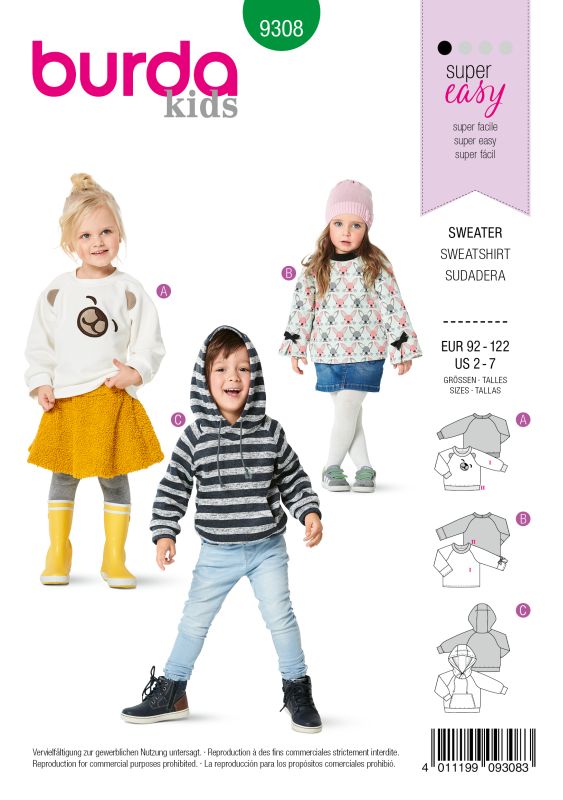 Schnittmuster Sweatshirt Burda 9308