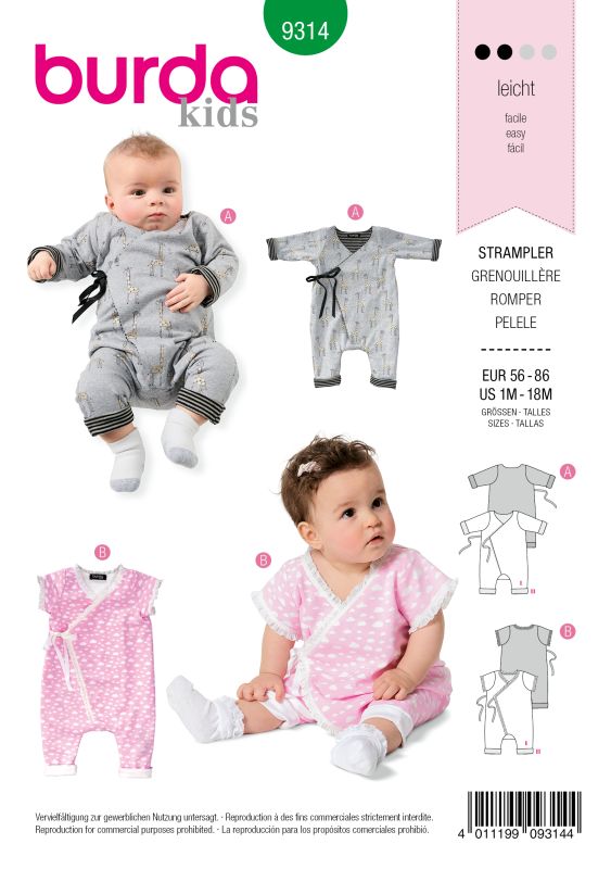Schnittmuster Wickelstrampler Burda 9314