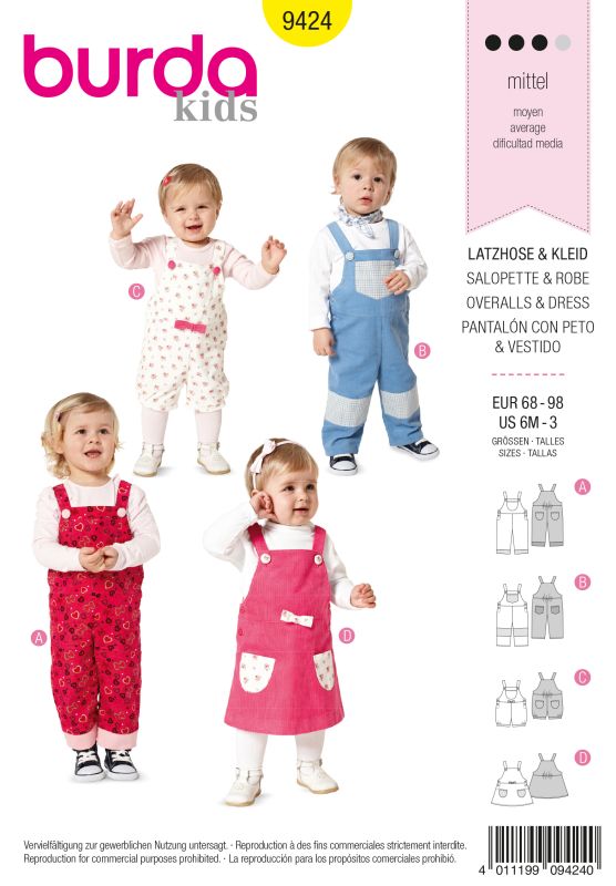 Schnittmuster Latzhose & Kleid Burda 9424