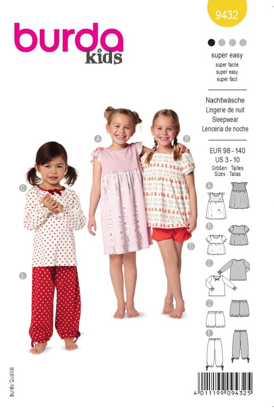 Schnittmuster Nachtwäsche Burda 9432