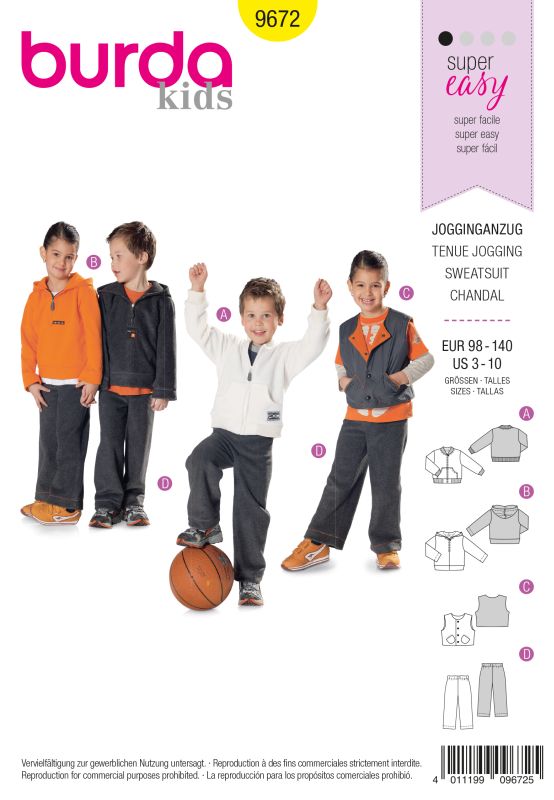 Schnittmuster Jogginganzug Burda 9672